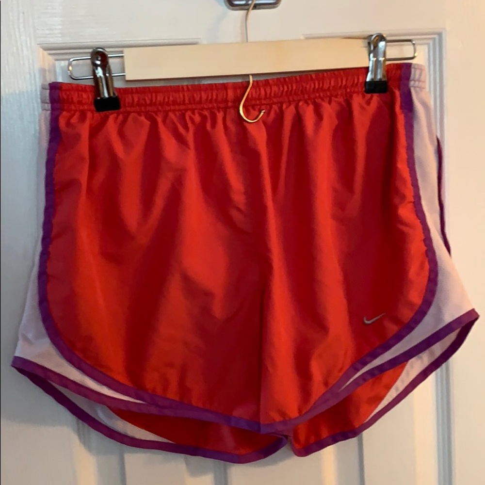 Nike Tempo Shorts size Medium; Pink Purple & White